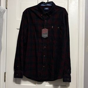 Chaps Corduroy plaid cotton button down shirt